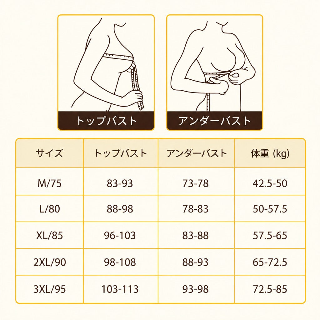 補正ブラ サイズ表